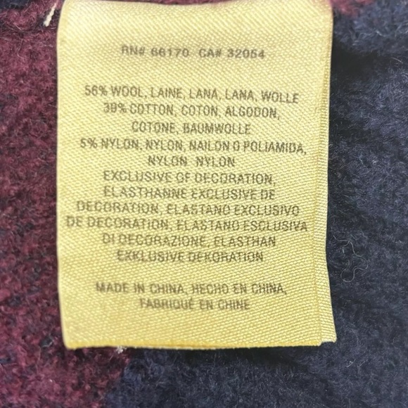 HWR Monogram Cardigan Women’s XS Plaid Full Zip Wool Blend Sweater Red Blue - Picture 5 of 8